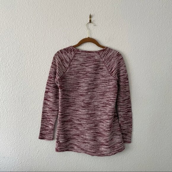 Old Navy Red Heather Sweater Burgundy Lightweight Small Cotton blend Layer Top - Picture 2 of 2